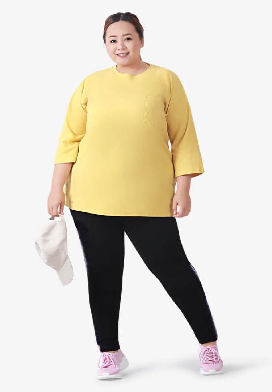 Cavina CLASSIC FINE 3/4 Sleeves Boxy Tee - Yellow