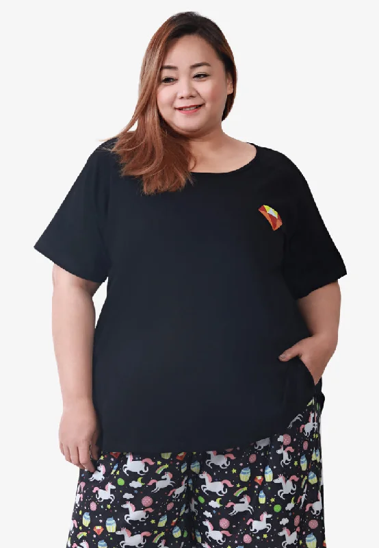 Blossom Unicorn Relax Tee - Black Diamond