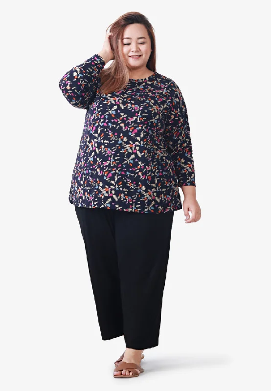 Casadee Soft Floral Long Sleeve Tee - Black