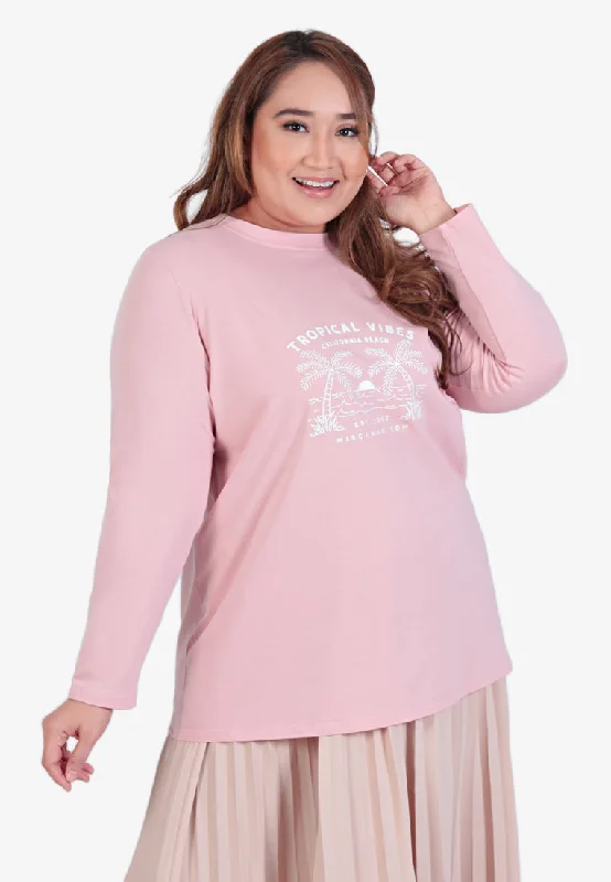 Gaia Long Sleeve Staycation Tee - Pink