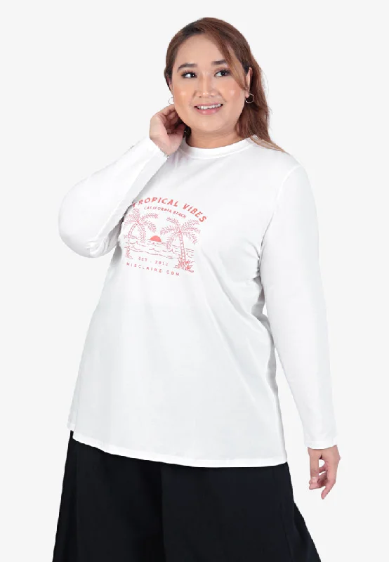 Gaia Long Sleeve Staycation Tee - White