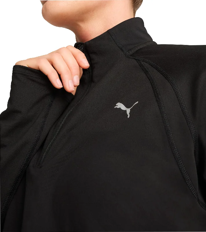 Puma Run Cloudspun Half Zip Long Sleeve Womens Running Top - Black