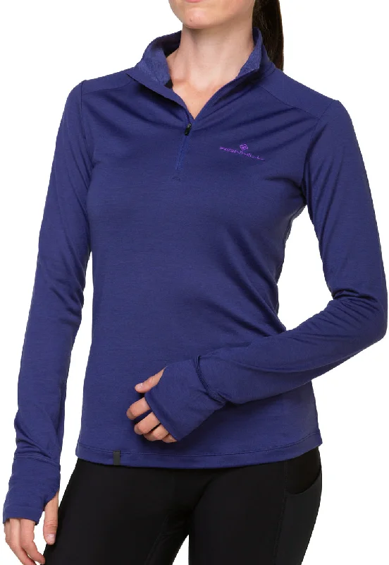 Ronhill Tech Merino Half Zip Long Sleeve Womens Running Top - Blue