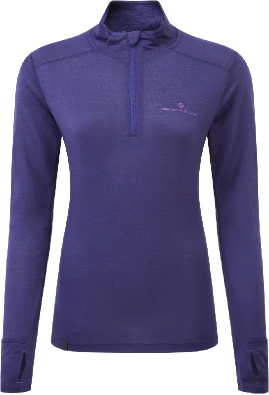 Ronhill Tech Merino Half Zip Long Sleeve Womens Running Top - Blue