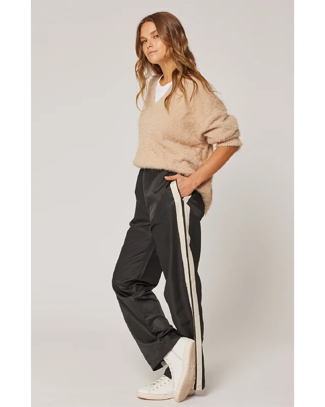 Cartel & Willow Mila Side Stripe Pant - Black/Vanilla