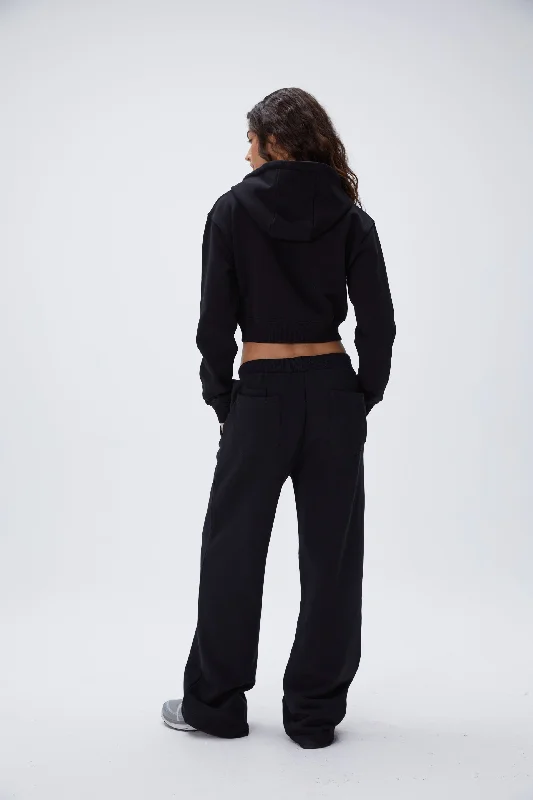 Low Rise Straight Leg Sweatpants - Black