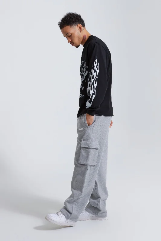 MENS FLEECE CARGOS - GREY