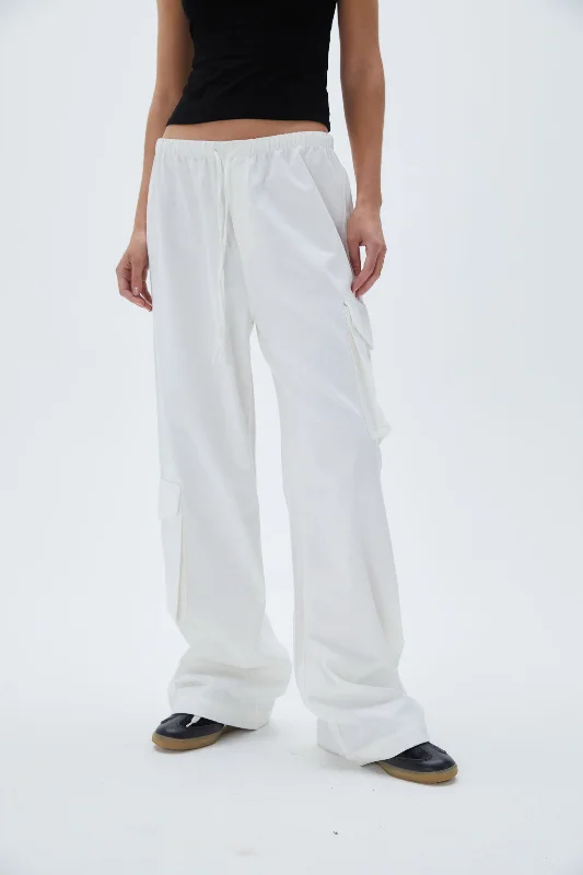 Relaxed Cotton Cargo Pants - White