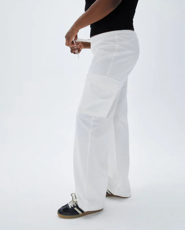 Relaxed Cotton Cargo Pants - White