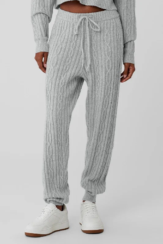 Cable Knit Winter Bliss Pant - Athletic Heather Grey