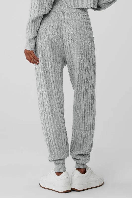 Cable Knit Winter Bliss Pant - Athletic Heather Grey