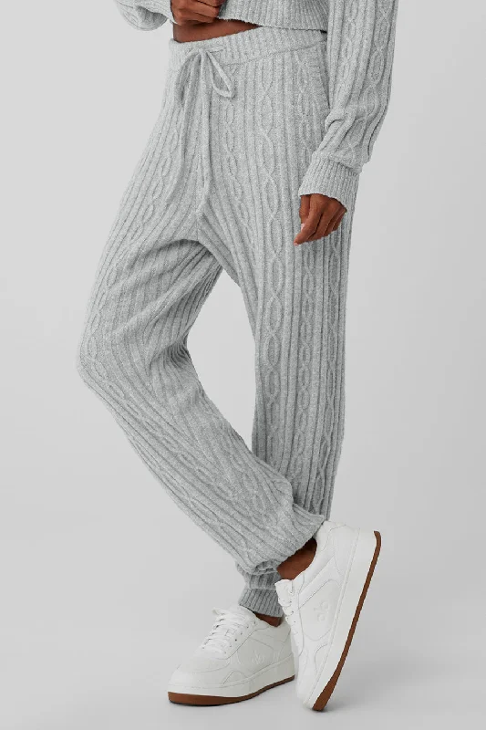 Cable Knit Winter Bliss Pant - Athletic Heather Grey