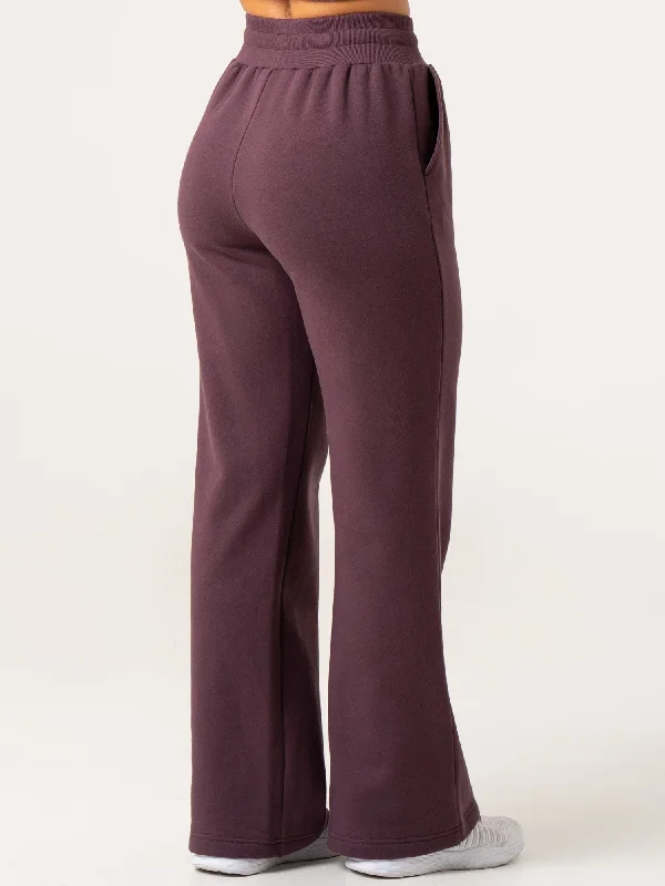 Wide Leg Track Pants - Plum