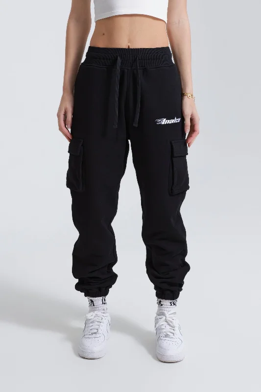 WOMENS FLEECE CARGOS - ONYX