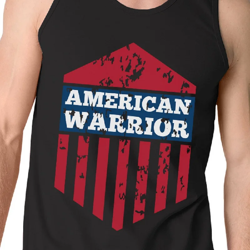 American Warrior Black Crewneck Graphic Tanks For Men Gift For Him