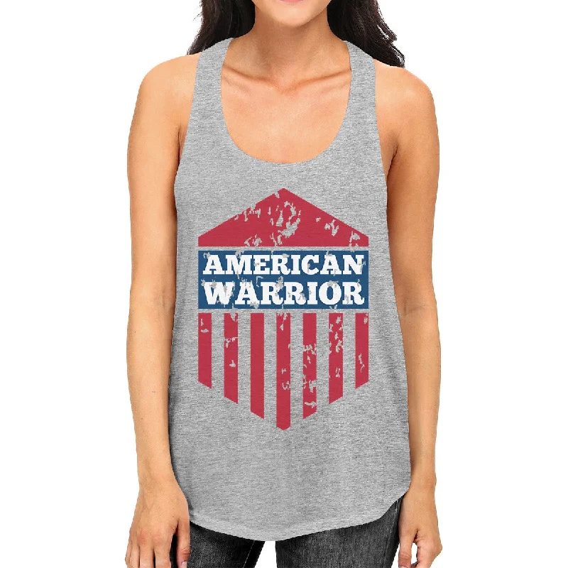 American Warrior Womens Gray Crewneck Graphic Tanks Gift For Her