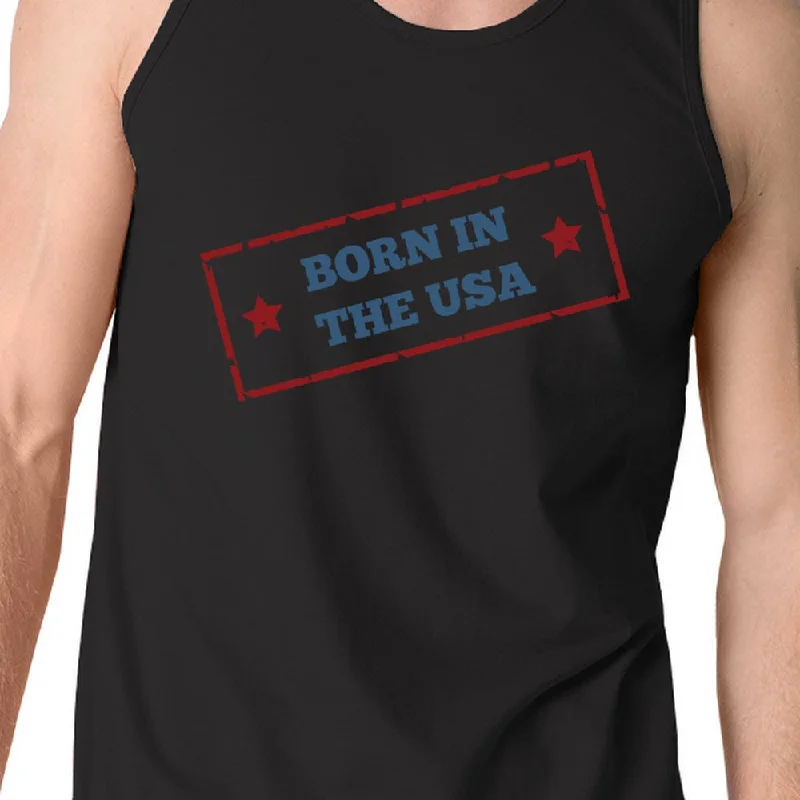 Born In The USA Black Unique Graphic Tank Top For Men Gift Ideas