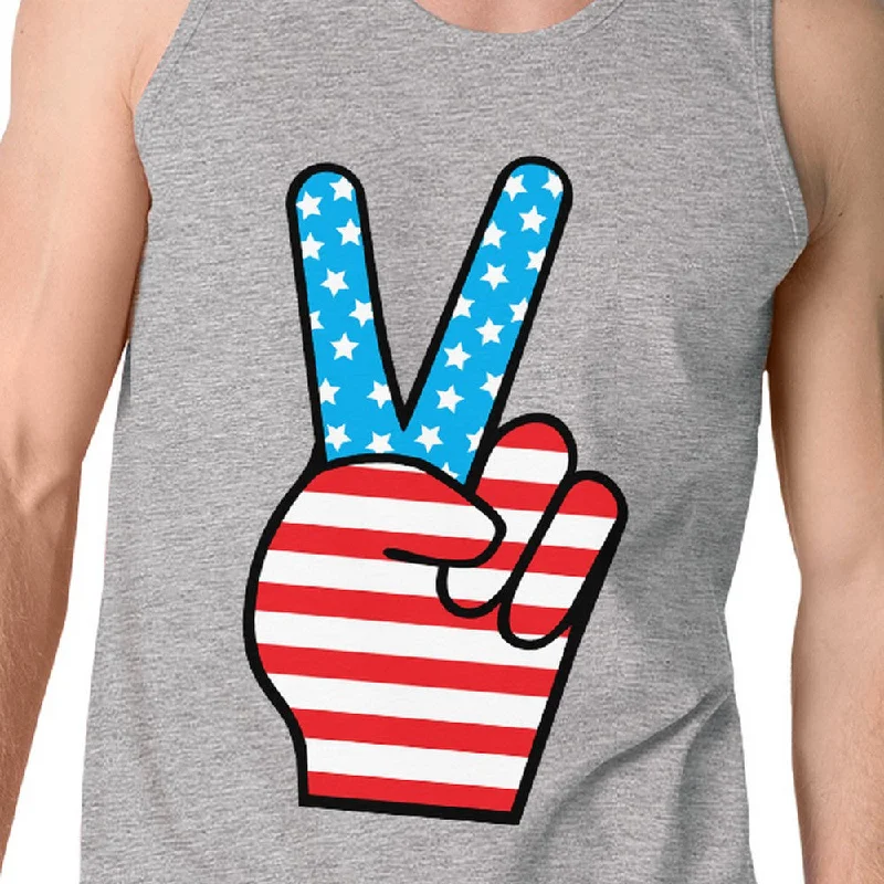 Peace Sign American Flag Unique Independence Day Tank Top For Him