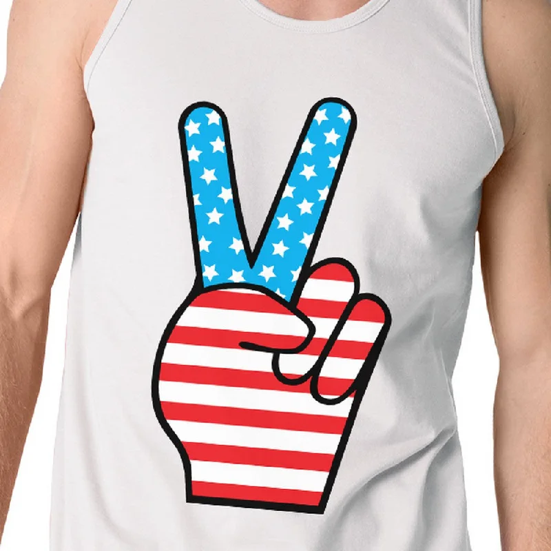 Peace Sign Cute American Flag Tank Top For Men 4th Of July Special