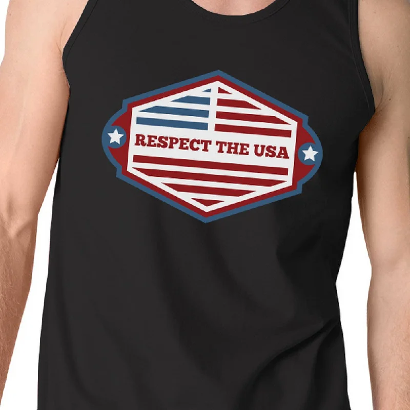 Respect The USA Mens Black Sleeveless Shirt Funny 4th Of July Tanks