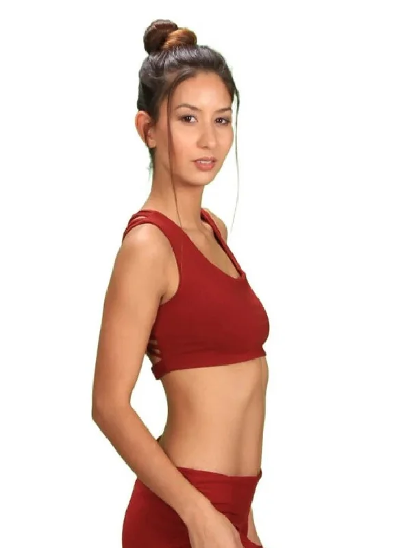 Shanti Strappy Yoga Tank Bra in Crimson Red