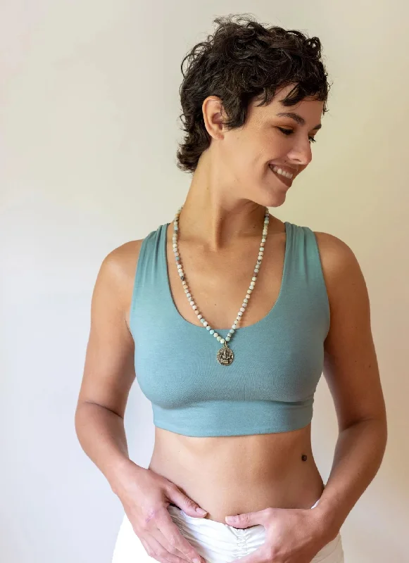 Shanti Strappy Woven Back Yoga Tank Bra in Sage