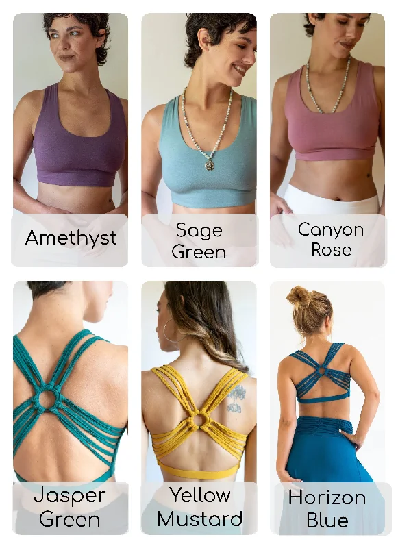 Shanti Strappy Woven Back Yoga Tank Bra in Sage