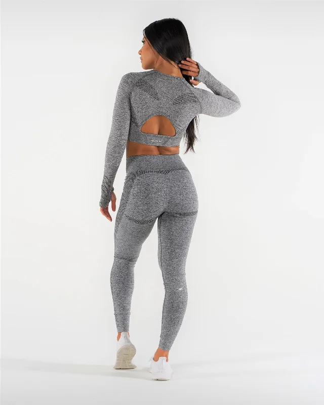 Flex Seamless Long Sleeve Crop Top - Coal