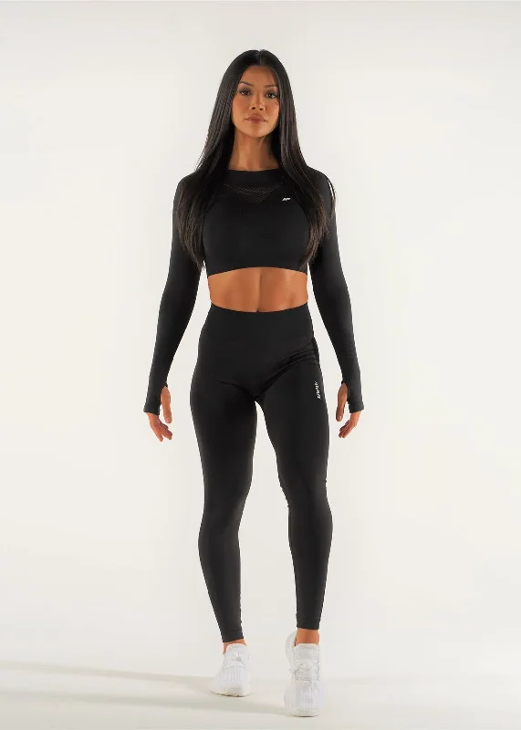 Flex Seamless Long Sleeve Crop Top - Raven