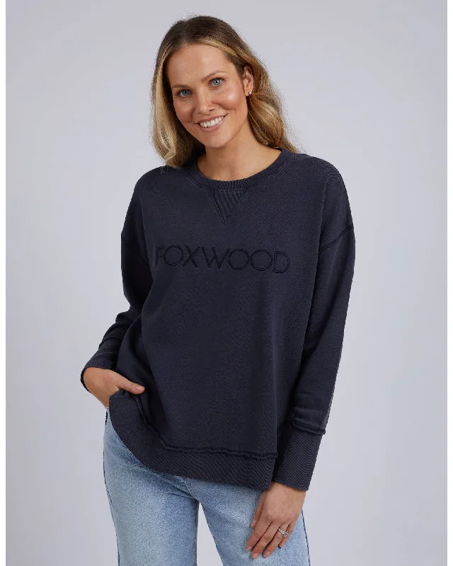 Foxwood Washed Simplified Crew - Navy