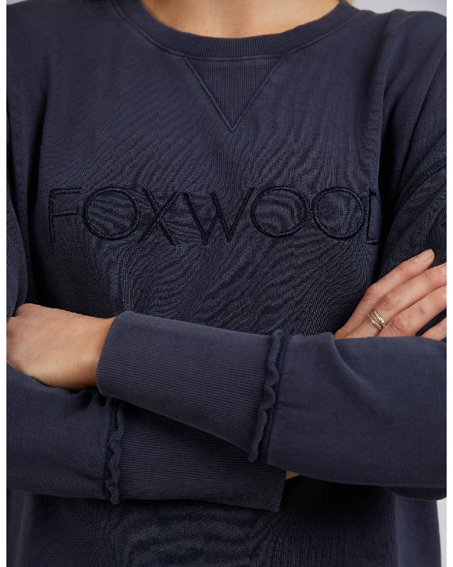 Foxwood Washed Simplified Crew - Navy