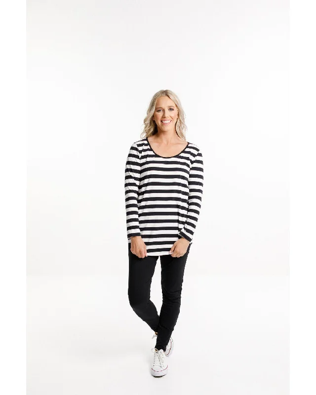 Home Lee Long Sleeve Tee - Black & White Stripe