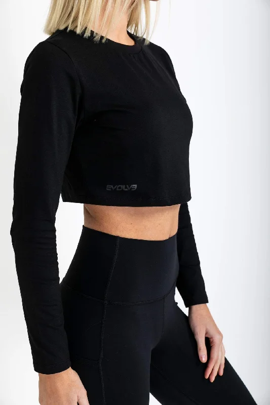 Icon Long Sleeve Crop - Black