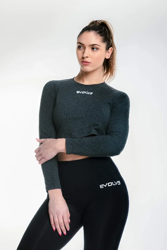 Long Sleeve Crop - Charcoal