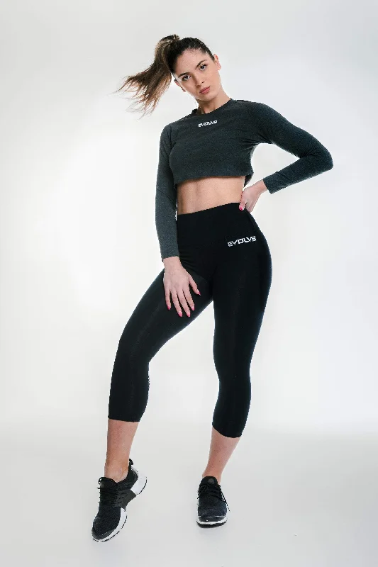 Long Sleeve Crop - Charcoal