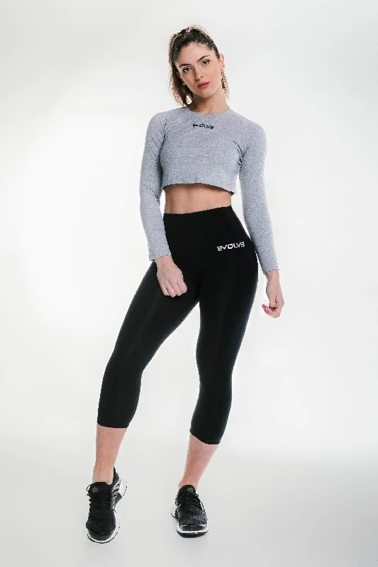 Long Sleeve Crop - Grey