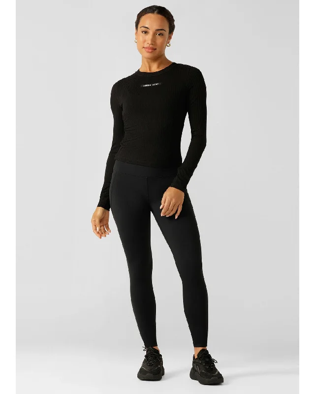 Lorna Jane Easy Adjust Long Sleeve Rib Top - Black