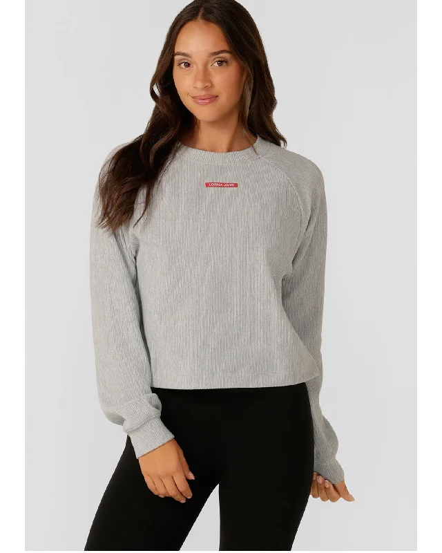 Lorna Jane Retreat Rib Long Sleeve Top - Grey Marl