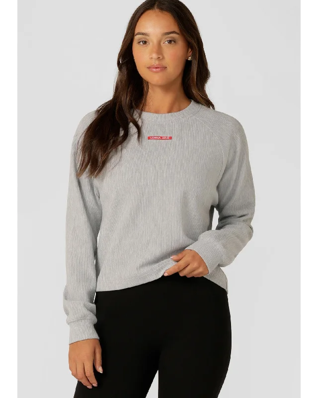 Lorna Jane Retreat Rib Long Sleeve Top - Grey Marl