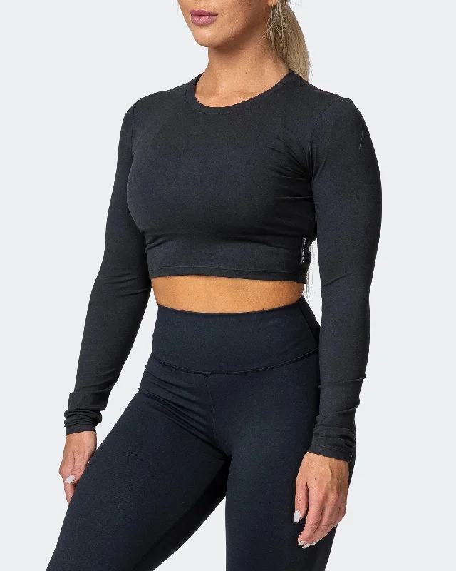 MN EVERYDAY CROPPED LONG SLEEVE TOP Black