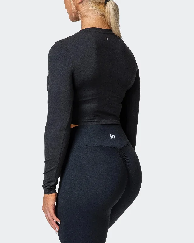 MN EVERYDAY CROPPED LONG SLEEVE TOP Black