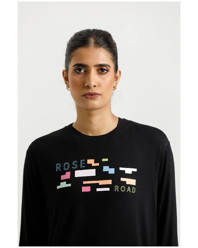 Rose Road Long Sleeve Topher Tee - Black with Meta Block Chaos