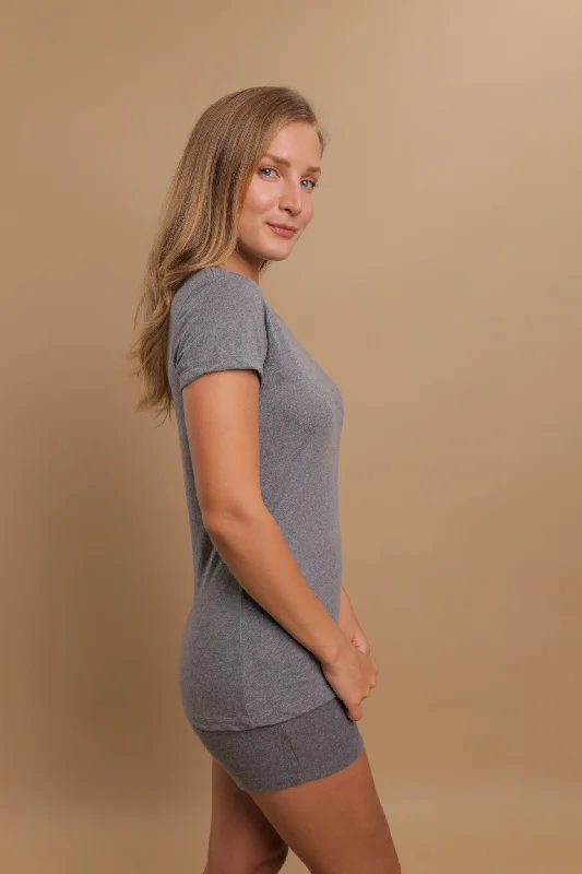 Women's Round Neck Cap Sleeve Shirt