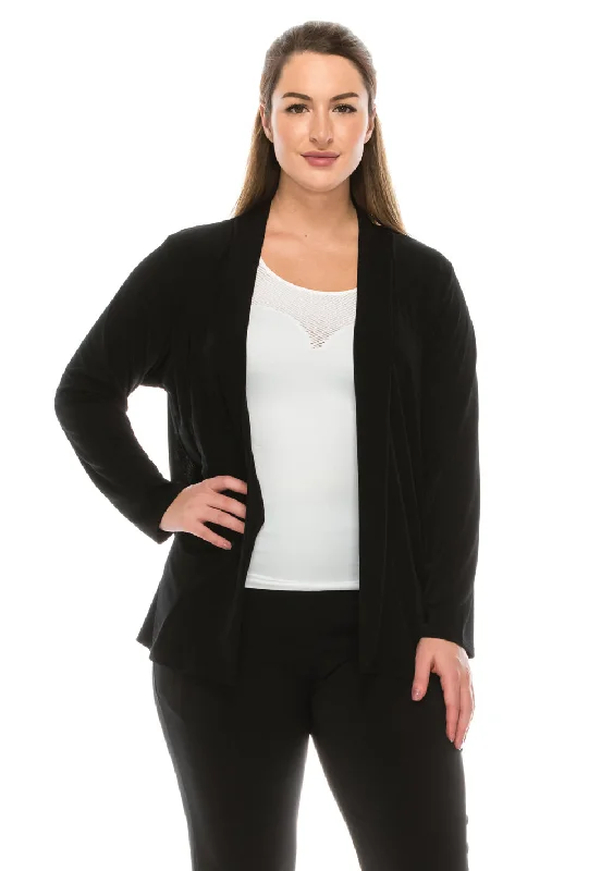 Plus Size  Stretchy Drape Jacket Long Sleeve-4004BN-LXS1