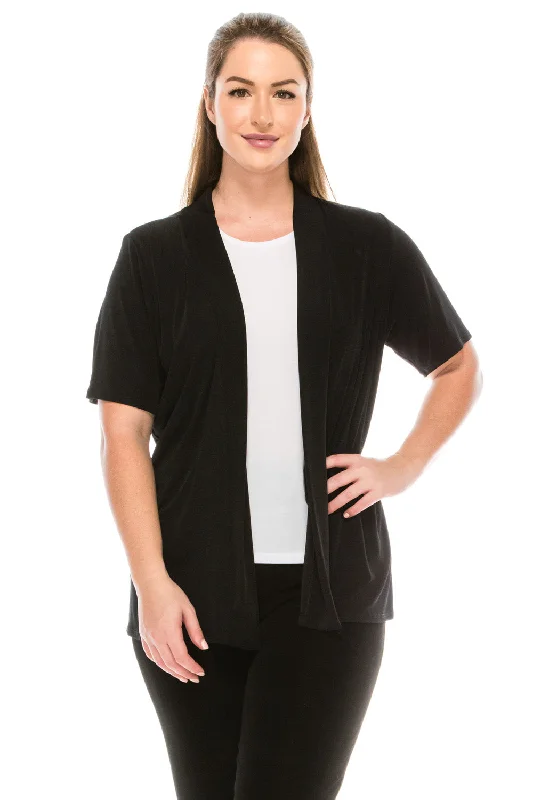 Plus Size  Stretchy Drape Jacket Short Sleeve- 4004BN-SXS1