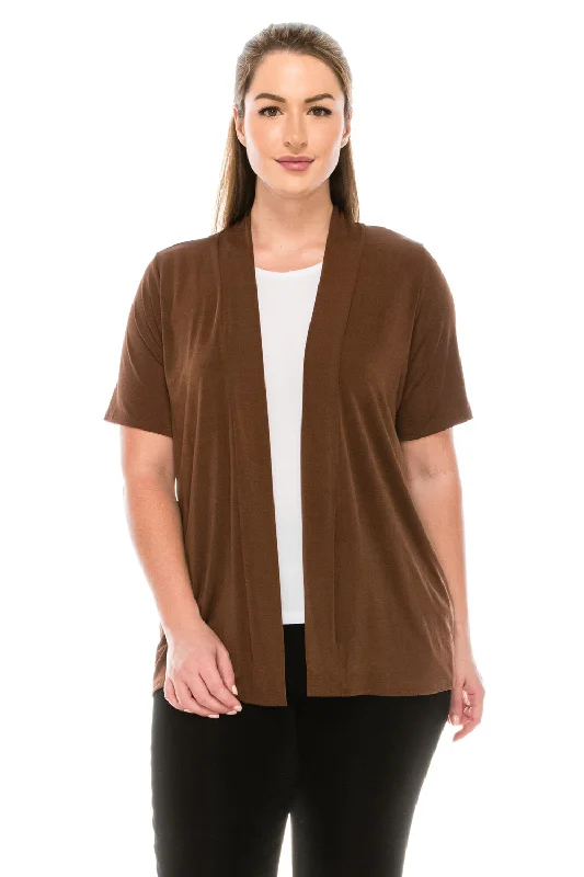 Plus Size  Stretchy Drape Jacket Short Sleeve- 4004BN-SXS1