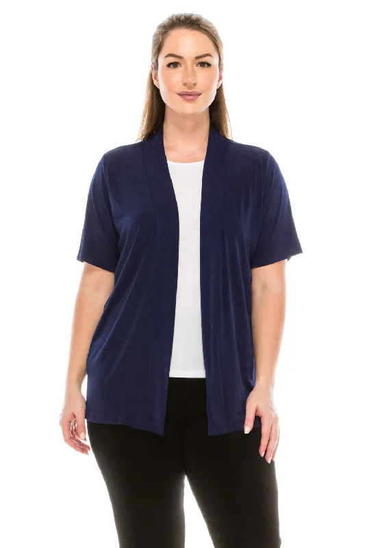 Plus Size  Stretchy Drape Jacket Short Sleeve- 4004BN-SXS1