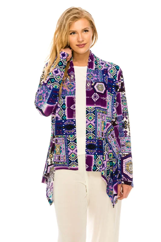 Stretchy Print Mid Cut Jacket Long Sleeve Print Plus, 4028BN-LXP1-W166