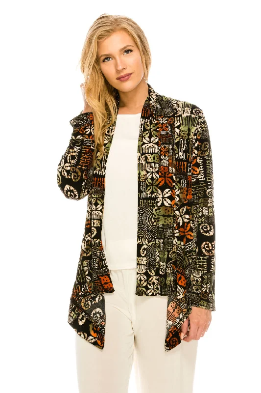 Stretchy Print Mid Cut Jacket Long Sleeve Print Plus, 4028BN-LXP1-W167