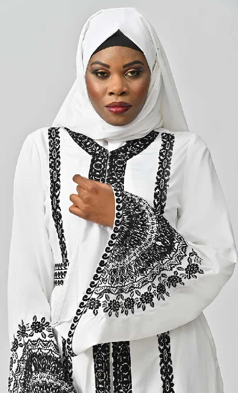 Amira Moroccan Style Abaya With Hand Embroidery And Beautiful Bell Sleeves